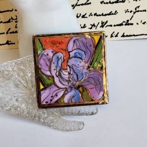Laura Mostaghel Painted porcelain brooch